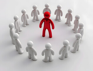 3d people in a circle with a leader