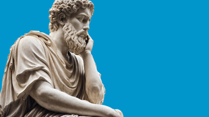 Fototapeta premium Stoicism: A Modern Renaissance of Philosophical Contemplation, Thought, and Ancient Greek Statue History, Stoic Copy Space