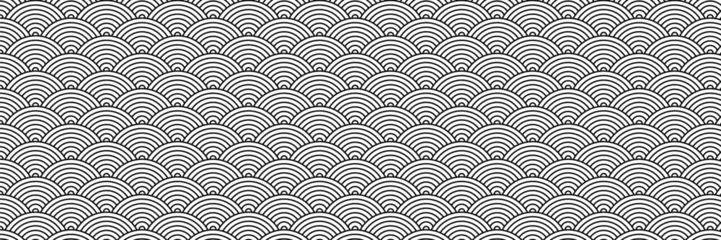 Fotobehang Japanese seamless pattern vector. Abstract Asian vector creative motif. Black and white © Radheya Photos