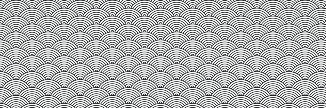 Japanese seamless pattern vector. Abstract Asian vector creative motif. Black and white