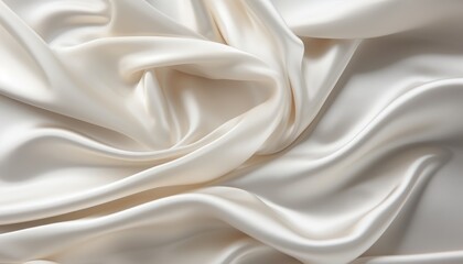 Obraz premium Closeup of elegant crumpled white silk fabric with luxurious texture for stylish background design
