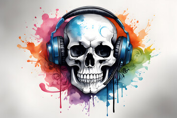 design music skull oil paint watercolor