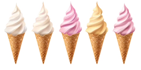Foto auf Alu-Dibond Many different templates Soft serve ice cream in a waffle cone on a transparent background, PNG file. © Only PNG