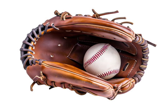 baseball glove and ball symbolizing iconic equipment isolated on white background