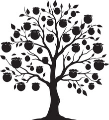 Tree silhouette editable vector illustration for logo icon isolated over white background