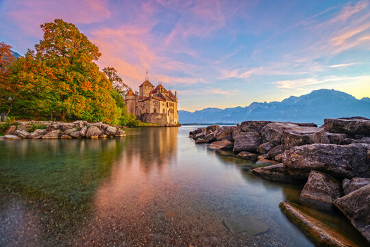 Chillon Castle on Lake Geneva, Switzerland