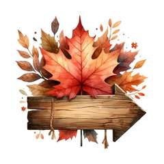 Obraz premium watercolor Wooden signs, Wooden Sign Post Arrows stone sign posts, Hanging Signs