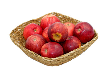 Fototapeta na wymiar Red sour apples in a basket bowl to serve as snack