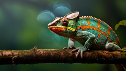 Obraz premium A close-up of a chameleon changing colors