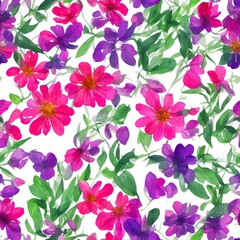 Flowers. Abstract seamless pattern. AI generated.