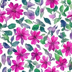 Flowers. Abstract seamless pattern. AI generated.