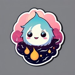 fluffy cute monster sticker