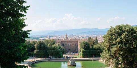 Zelfklevend Fotobehang Panorama view of Palazzo Pitti from Boboli Garden in Florence with Cathedral of Santa Maria del Fiore © photo-lime