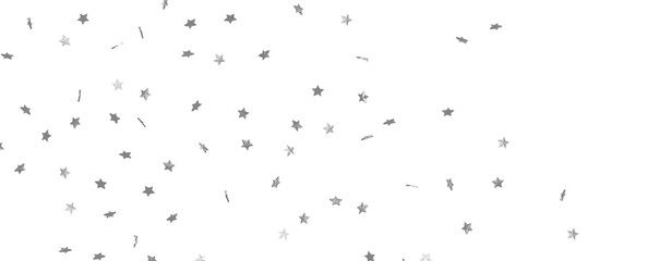 Silver stars confetti on gray background. Christmas or winter festive background