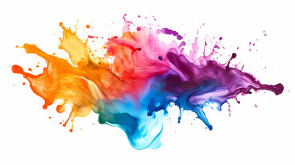 A colorful splash of watercolor paints on a white background