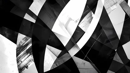 Fotobehang A black and white background with geometric lines and shapes © Artistic Visions