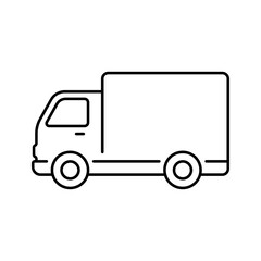 Truck icon. Van. Black contour linear silhouette. Editable strokes. Side view. Vector simple flat graphic illustration. Isolated object on a white background. Isolate.