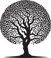 Tree silhouette editable vector illustration for logo icon isolated over white background