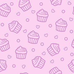 Sweet cupcake seamless pattern. bakery pattern background. flat illustration 