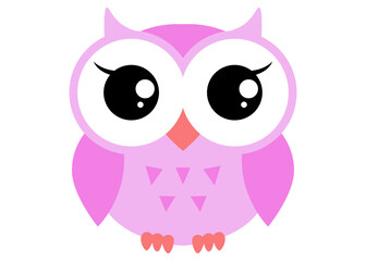 baby owl girl cartoon illustration. cute animals. hand drawn character.