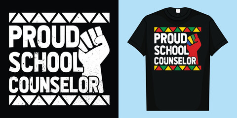 Proud School Counselor Africa Pride Black History Month T-Shirt, Proud School Counselor T-Shirt