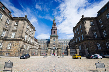 Christiansborg Palace - seat of Danish government, parliament and supreme court in Copenhagen,...