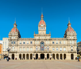 Fototapeta na wymiar La Coruna City town hall in Maria Pita Square, Galicia Spain. High quality photo