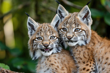 Naklejka na ściany i meble The playful and adorable expressions of lynx cubs up close