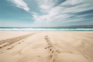 Fototapeta premium Seascape. Sandy beach and sea. AI generated