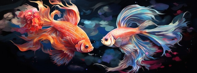 Fototapeta na wymiar Beauty fantasy fighting fish art