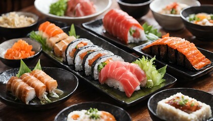 sushi on a plate - obrazy, fototapety, plakaty