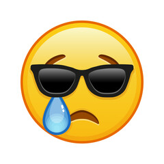 Crying face with sunglasses Large size of yellow emoji smile