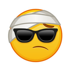 Face with head-bandage with sunglasses Large size of yellow emoji smile