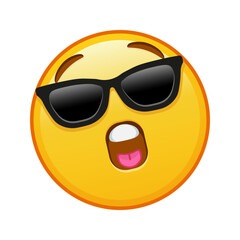 Face with open mouth with sunglasses Large size of yellow emoji smile