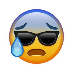 Face with open mouth in cold sweat and sunglasses Large size of yellow emoji smile