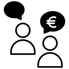 Euro talking solid glyph icon