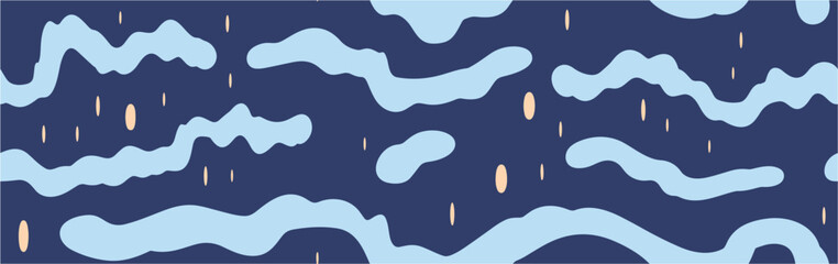 Seamless pattern with clouds and raindrops. Vector illustration. Raindrops. Seamless rainy pattern. Rainy cloud. Illustration.