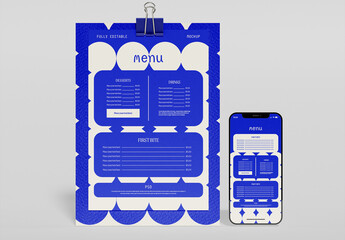  Clipboards with Menu and Smartphone Mockup
