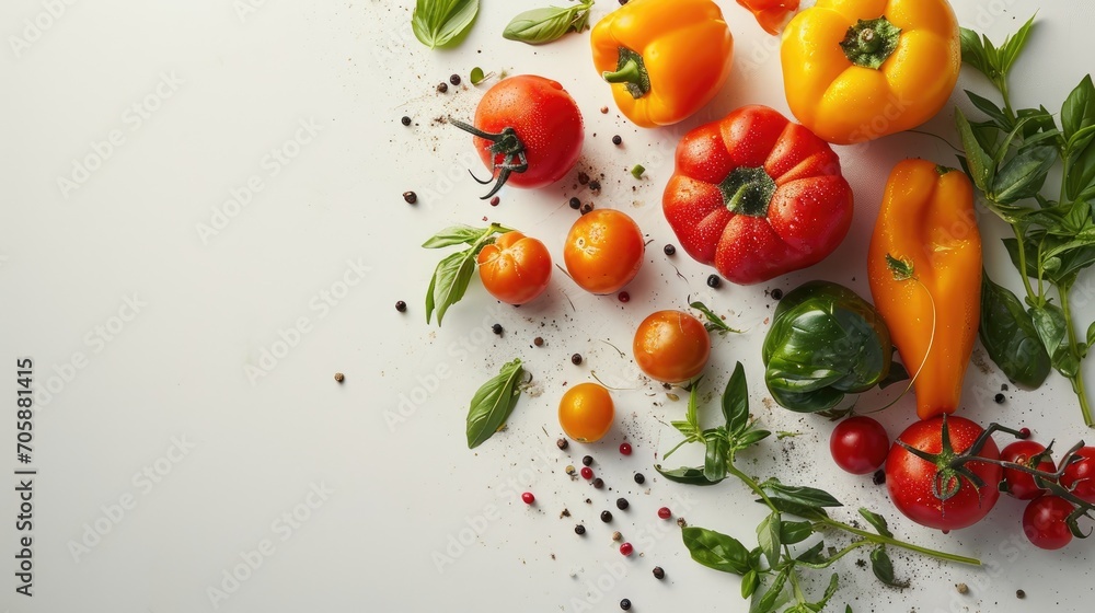Aufkleber a table topped with lots of different types of tomatoes and other fruits and vegetables on top of a 