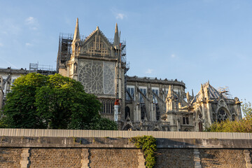 Obraz premium Renovation of cathedral Notre Dame in Paris right after fire.