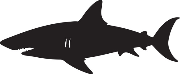 Shark solid black silhouette vector illustration