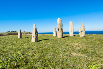 monument of the menhirs in La Coruna, Spain. High quality photo