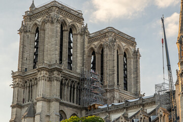 Renovation of cathedral Notre Dame in Paris right after fire.