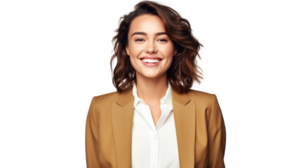 Business woman portrait isolated on transparent background. PNG