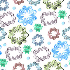 Abstract floral seamless pattern on a white background abstract multicolored patterned spots with shadow. Vector illustration
