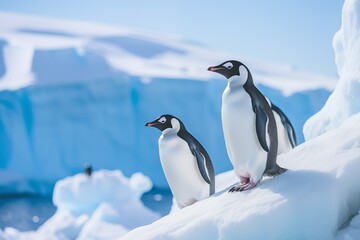 Fototapeta premium penguins standing on glacier