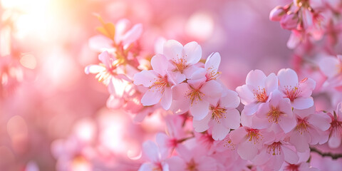 夕日を浴びる桜