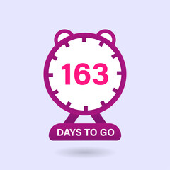 163 Days to go. Countdown timer. Clock icon. 163 days left to go Promotional banner Design