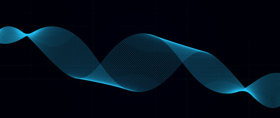 Abstract background with glowing wave. Blue gradient flowing wave lines. Modern wave lines.