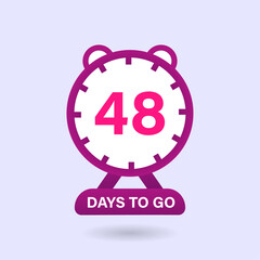 48 Days to go. Countdown timer. Clock icon. 48 days left to go Promotional banner Design